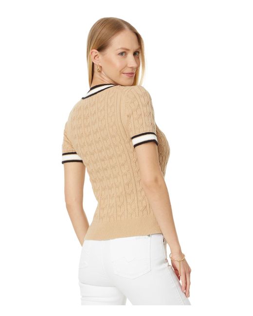 Tommy Hilfiger Natural Short Sleeve Cable Sweater