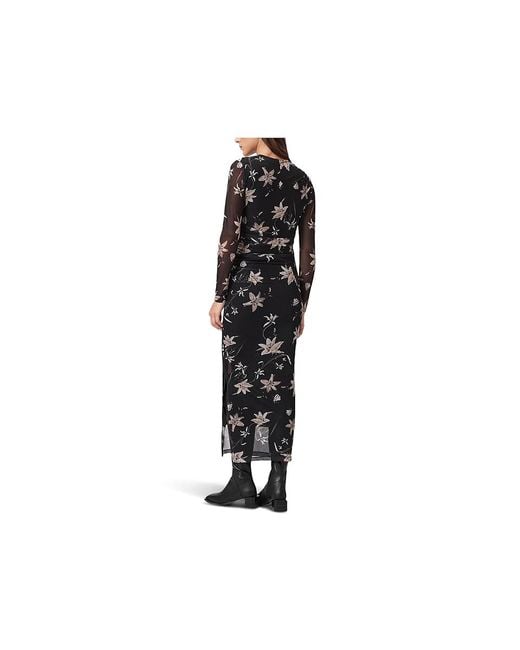 AllSaints Black Caia Mesh Dress Dress Uk 16 (Us 12) Elastane/Polyester