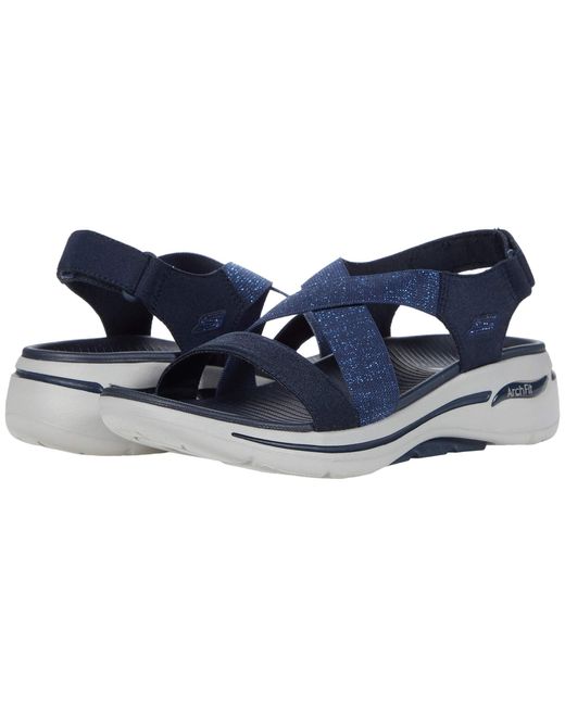 Skechers Go Walk Arch Fit Cross Band Quarter Strap in Navy (Blue) - Lyst