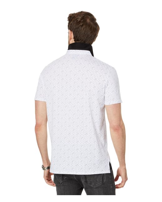 Armani Exchange White Regular Fit Cotton Jersey Printed All Over Logo Polo for men