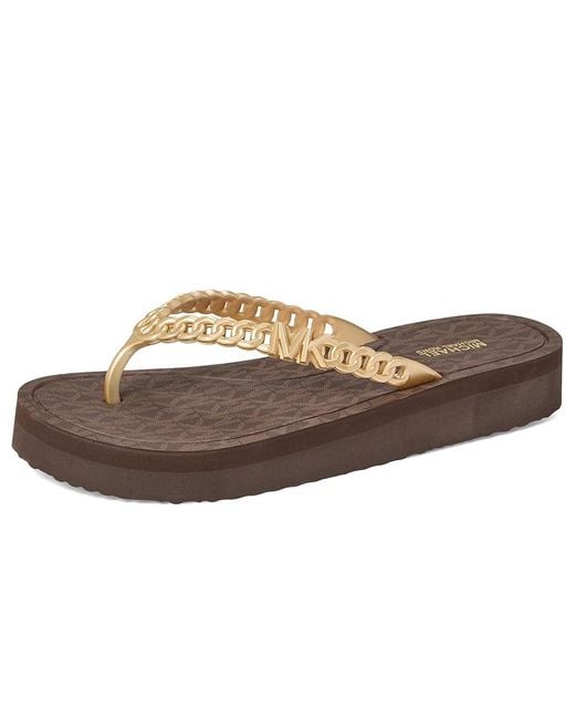 Michael Kors Brown Zaza Flip Flop Sandals, Synthetic