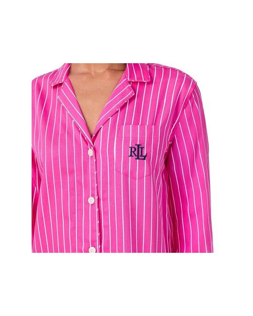 Ralph Lauren Red Long Sleeve Notch Collar Sleepshirt Pajama Sm (Us 4-6) Cotton/Rayon