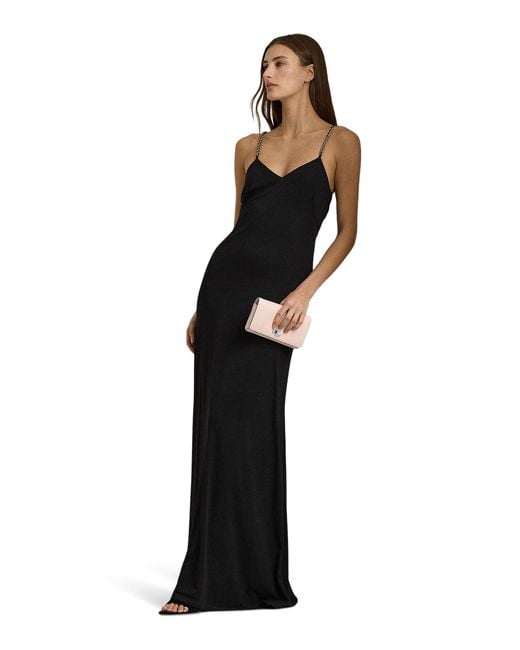 Lauren by Ralph Lauren Black Jersey Twist-back Sleeveless Gown