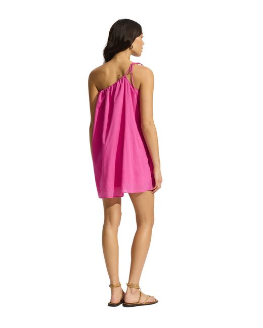 Seafolly Pink Rio One Shoulder Mini Dress