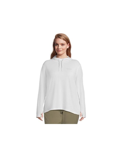 Columbia White Plus Size Sun Trektm Hoodie Ii Sweatshirt, Cotton/Elastane/Lycra