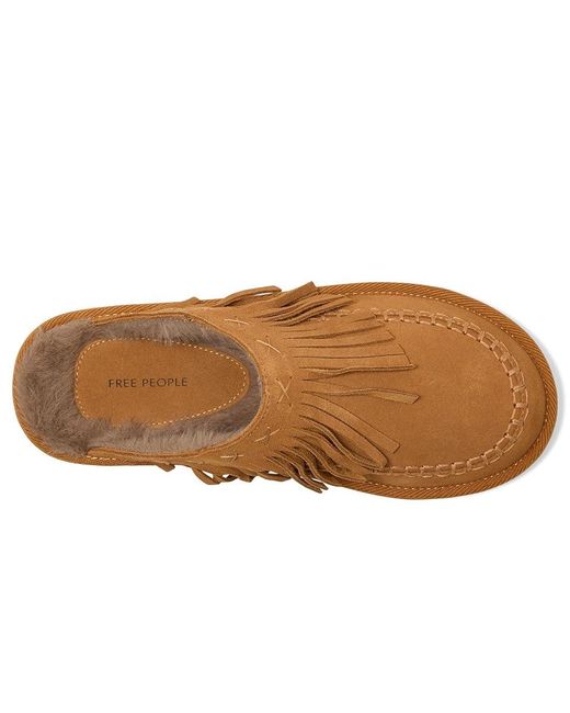 Free People Brown Fallon Fringe Mules Boots