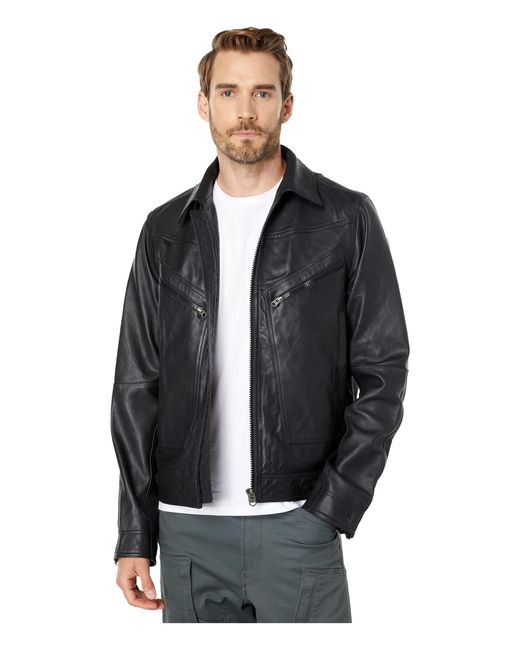 G-Star RAW Black Flight Leather Jacket for men