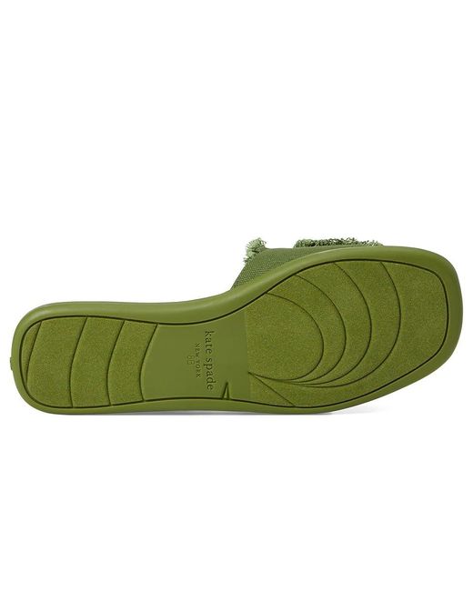Kate Spade Green Flourish Canvas Flat Sandal Wedge Shoes 8.5 B