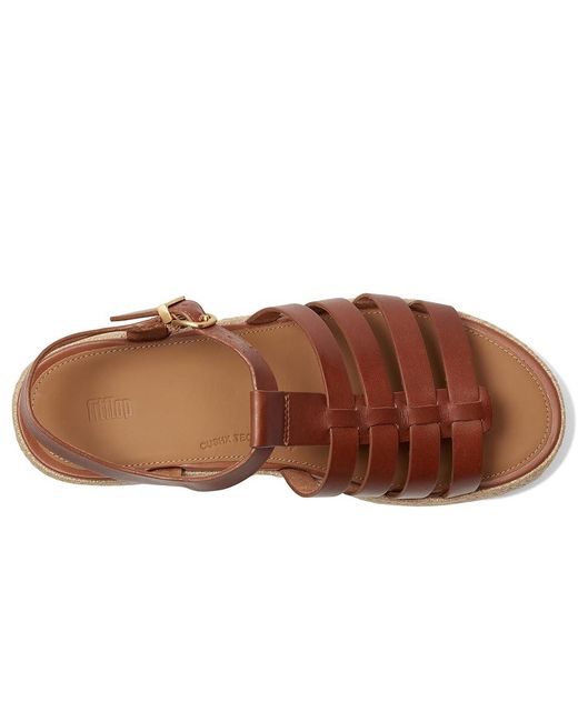 Fitflop Brown Platfforms Espadrille Leather Fisherman Wedge Sandals Wedge Shoes 8 M (B)