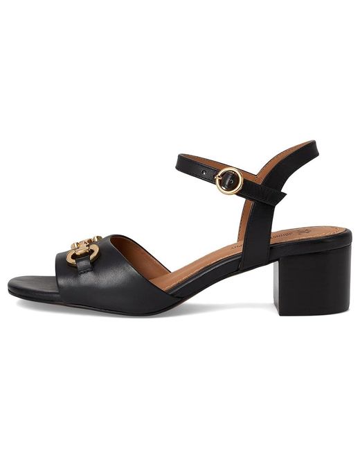 Johnston & Murphy Black Edith Bit Sandals Wedge Shoes, Leather