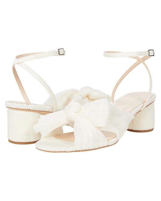 Loeffler Randall White Dahlia Pleated Knot Mule With Ankle Strap High Heels 5 B