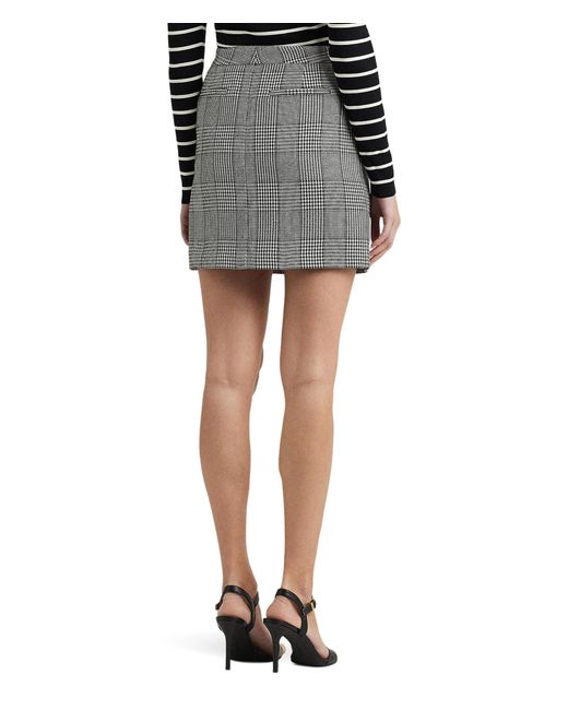 Lauren by Ralph Lauren Gray Glen Plaid Tweed Pencil Miniskirt