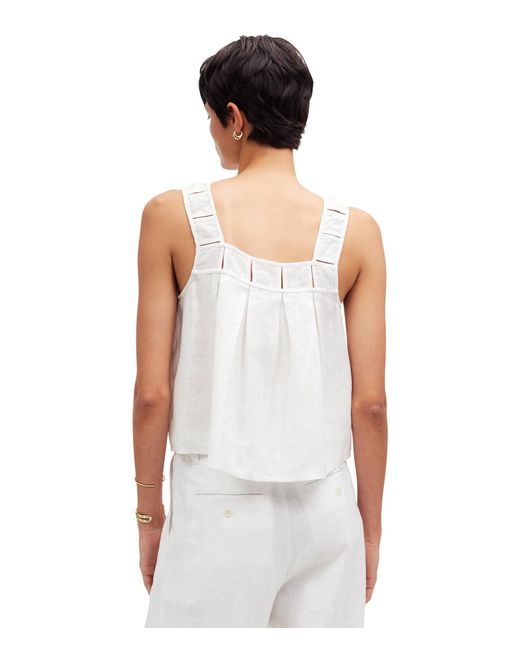 Madewell White Embroidered A-line Top In 100% Linen