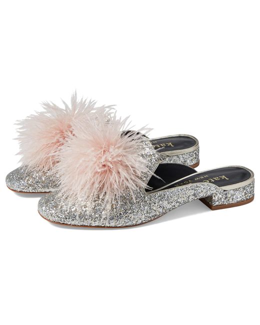 Kate Spade Marabou Mule in Gray | Lyst