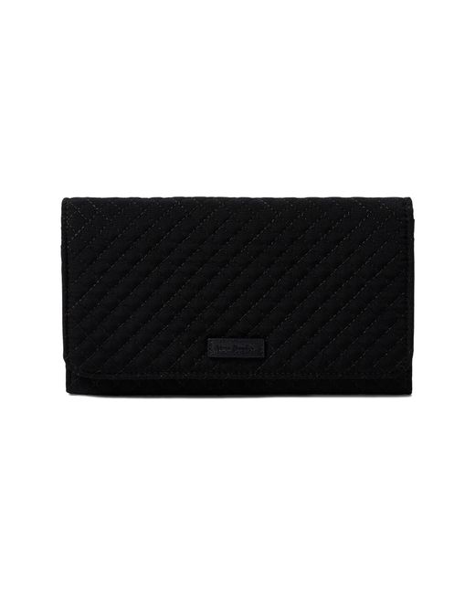 Vera Bradley Synthetic Microfiber Trifold Clutch Wallet With Rfid Protection in Black Lyst