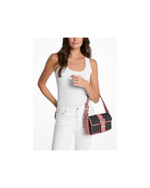 MICHAEL Michael Kors Black Colby Medium Shoulder Handbags, Leather/Polyester