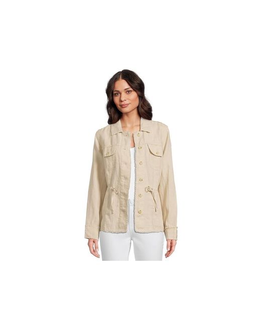 Tommy Bahama Black Two Palms Utility Jacket Jacket Lg (Us 12-14) Linen