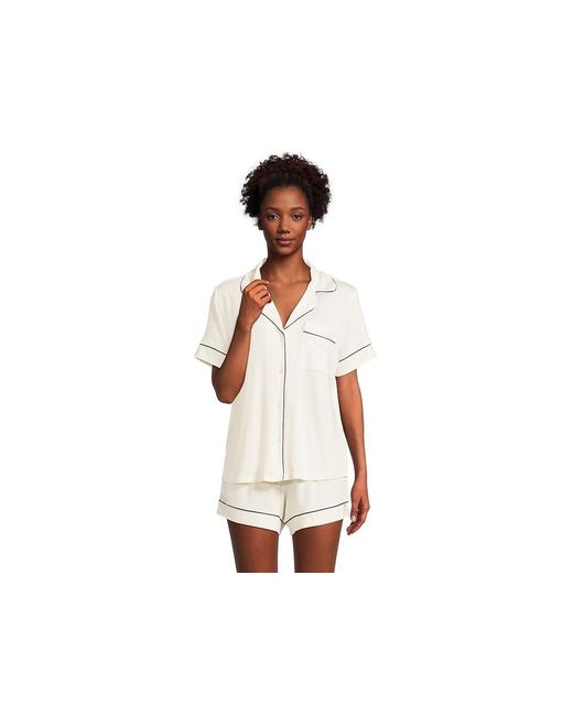 Eberjey Black Gisele Relaxed Short Pj Set Pajama Sets, Spandex/Modal