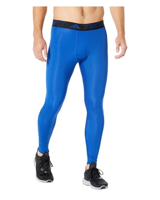 adidas Synthetic Techfit Aeroready Training Long Tights in Blue for Men ...