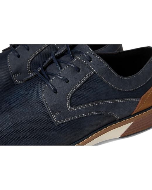Stacy Adams Blue Phineas Plain Toe Lace-Up Shoes, Faux Leather for men
