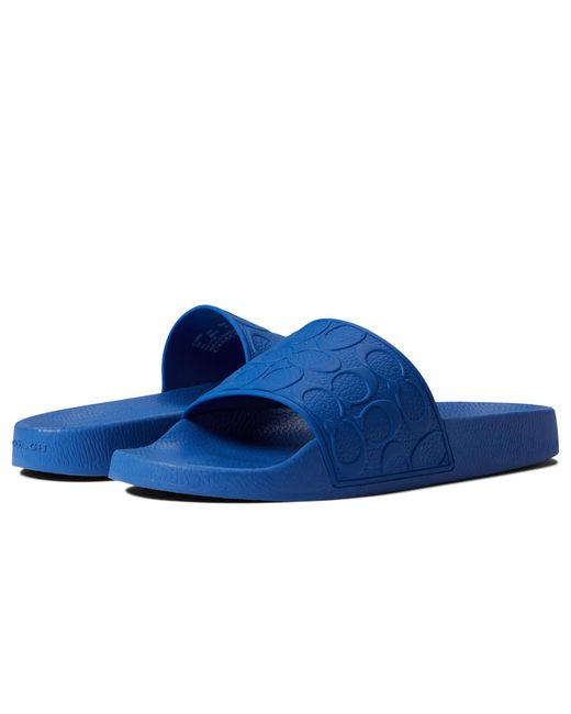 COACH Synthetic Signature Pool Slide in Blue for Men Lyst