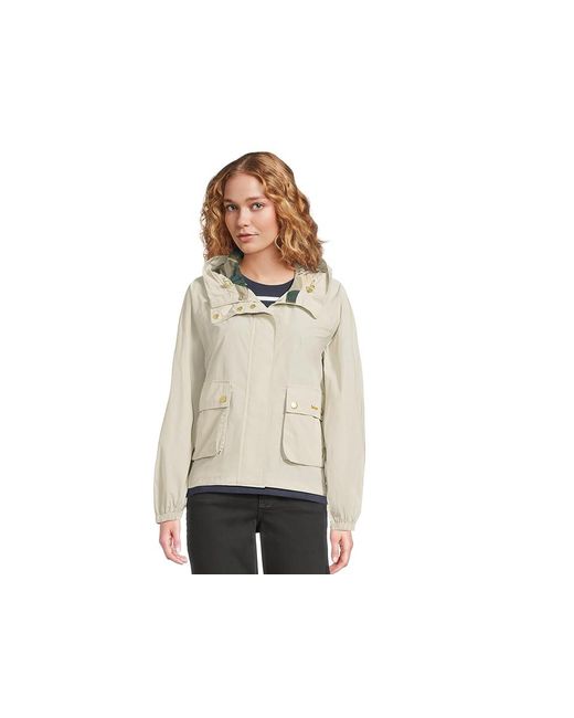 Barbour White Mae Showerproof Jacket Coat Stone/Ancient Tartan, Polyester
