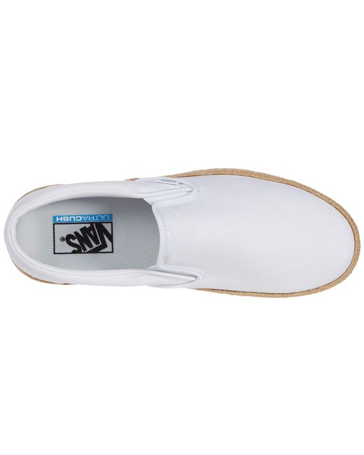 vans white slip on platform