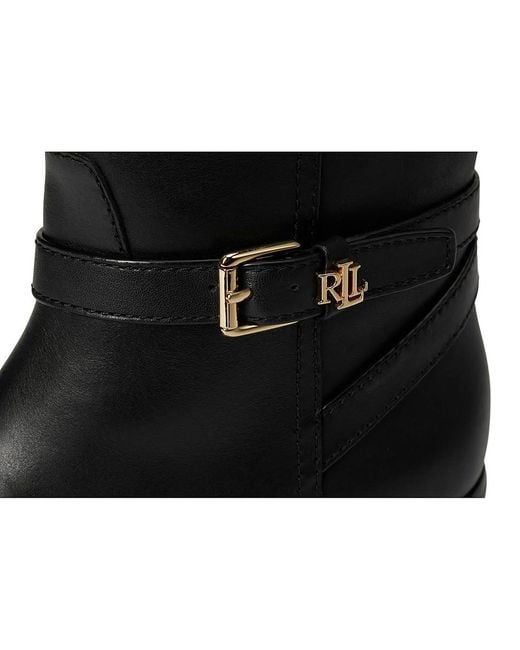 Ralph Lauren Black Brooke Ii Burnished Leather Tall Boots Boots 7 B