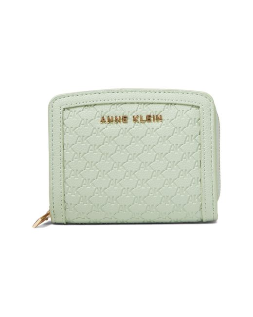 Anne Klein Green Small Curved Embossed Logo Wallet