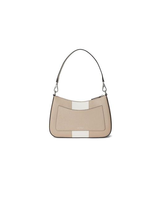 Ralph Lauren Black Two-Tone Leather Medium Danni Bag Handbags Birch Tan/Soft
