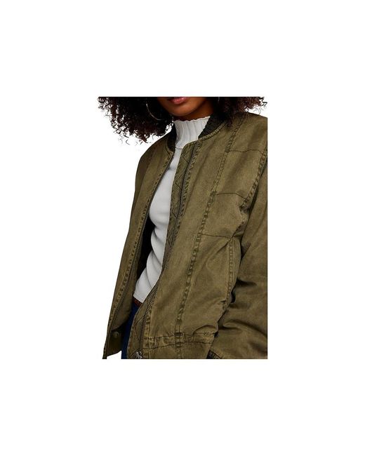 Free People Black Jax Washed Bomber Coat Xl 16) Cotton/Nylon
