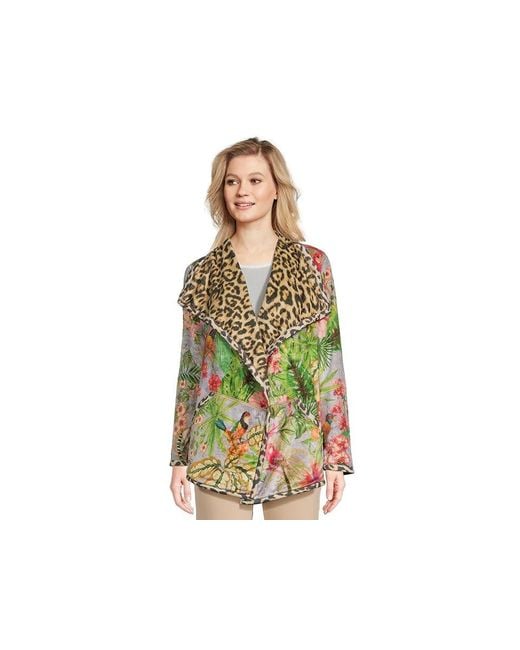 Johnny Was Green Joan Wrap Binded Sherpa Jacket (Reversible) Clothing, Polyester