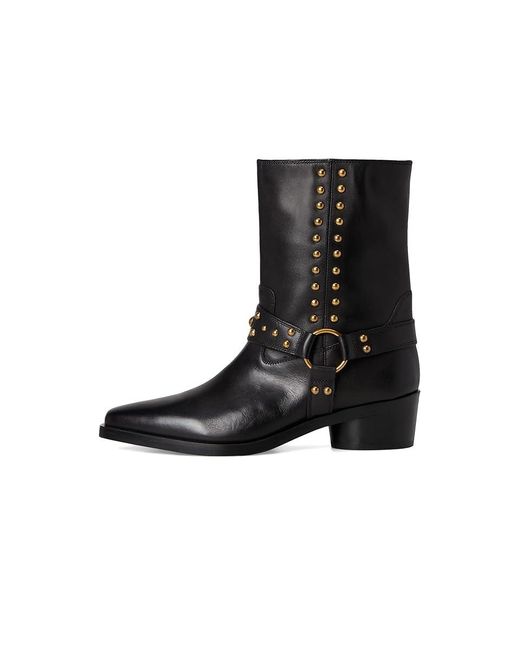 Vince Camuto Black Roista Motocycle Bootsie Motocross Boots, Leather