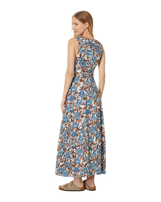 Madewell Blue Sleeveless V-neck Midi Dress In Floral