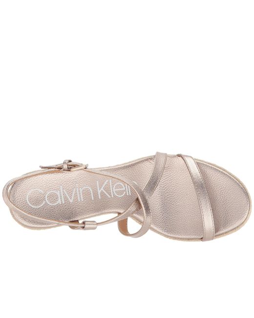 Calvin Klein Leather Bellemine Espadrille Wedge in Gold (Metallic) - Lyst