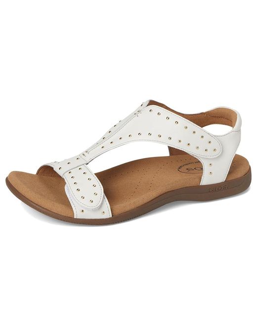 Taos Footwear White Show Stopper Sandals, Full Grain Leather