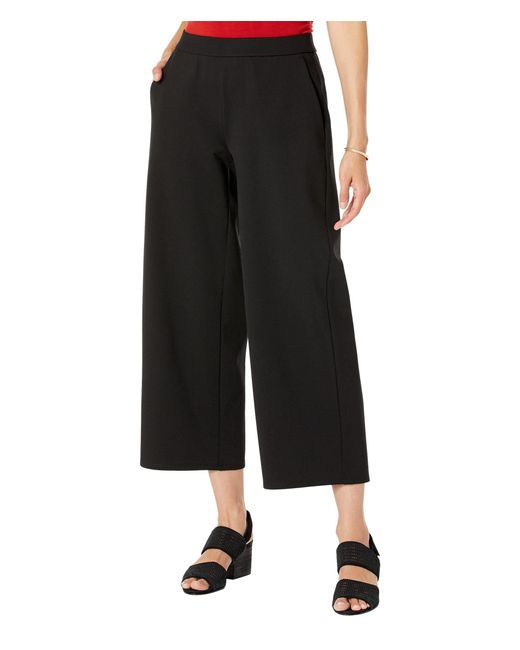 Eileen Fisher Synthetic Wide Ankle Pants in Black | Lyst