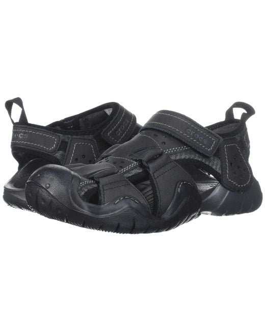 Crocs Swiftwater Leather Fisherman in Black for Men Lyst