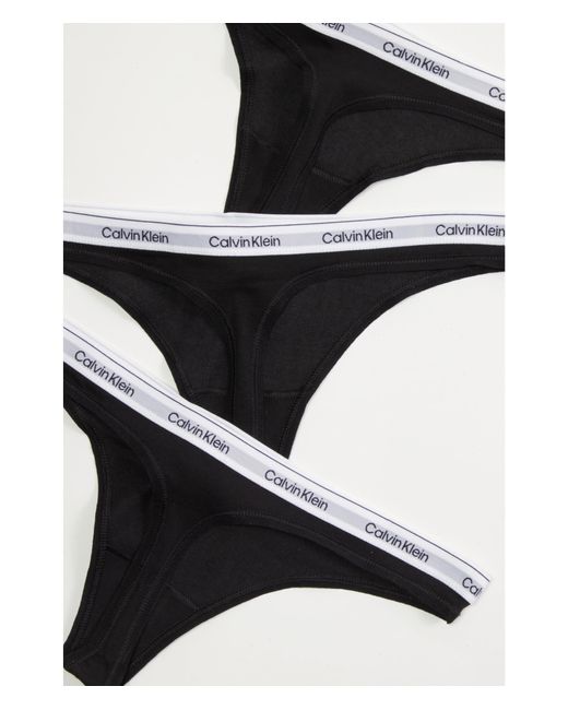 Calvin Klein Black Modern Logo Thong 3-pack
