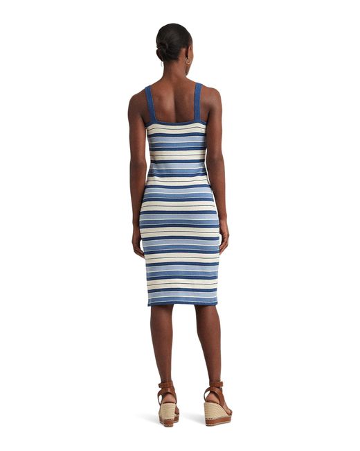 Lauren by Ralph Lauren Blue Striped Cotton-blend Tank Dress