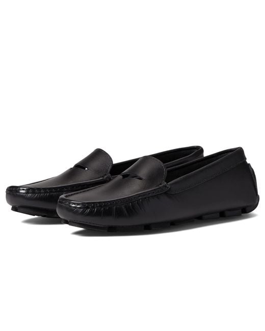 Massimo Matteo Leather Cutout Penny Loafer in Black | Lyst