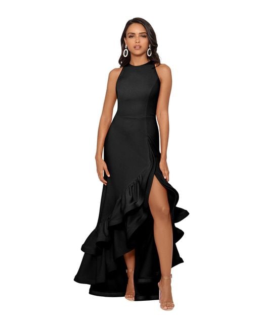 betsy and adam ruffle back gown