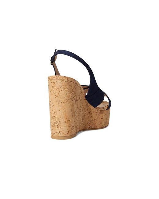 Stuart Weitzman Blue Dayna Slingback Wedge Wedge Shoes, Leather