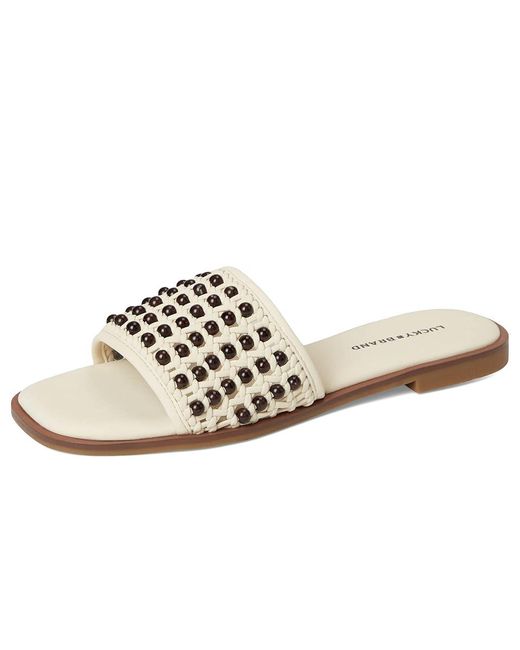 Lucky Brand Black Gidya Beaded Flat Sandals Sandals Parchment/ 10 B