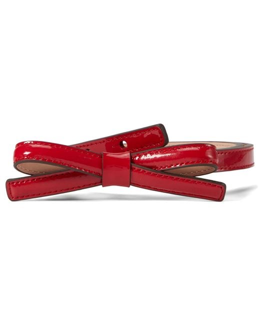 Kate Spade Patent Shoestring Bow Belt in Red Lyst