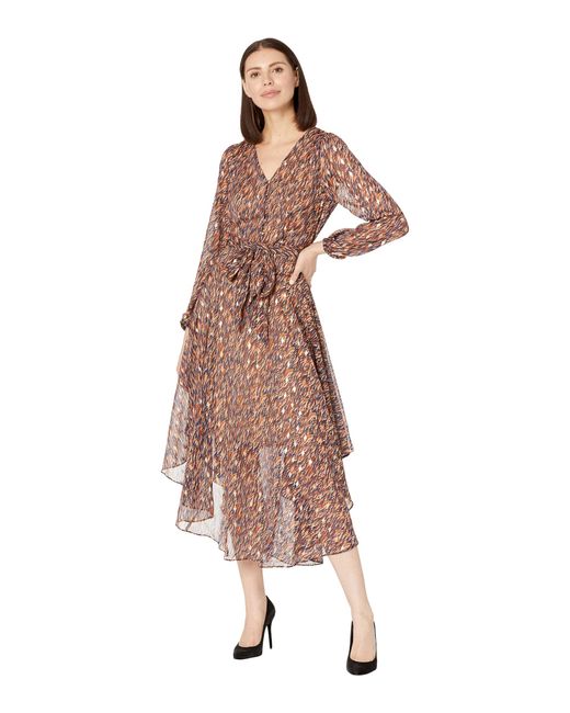 Synthetic Long Sleeve V-neck Maxi Dress 