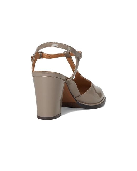 Johnston & Murphy Gray Amy T-Strap Pumps Wedge Shoes, Leather