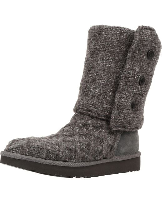 Ugg ® Classic Cardy Button Detailed Knit Boots in Black - Save 76% | Lyst