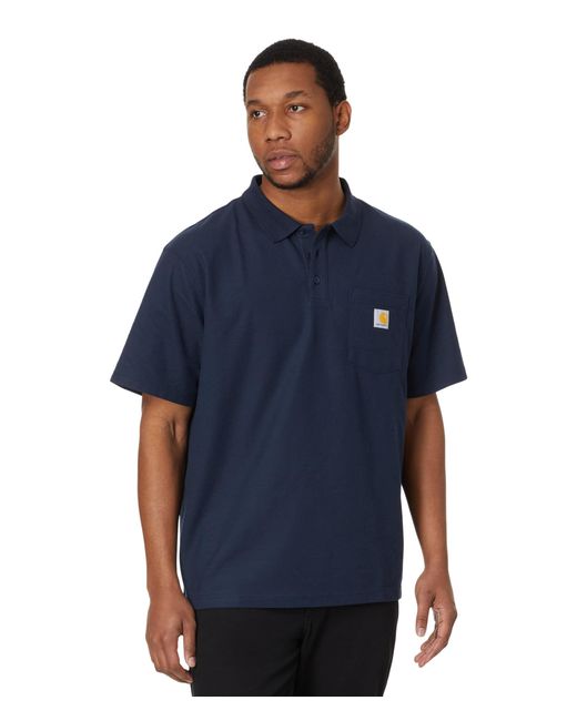 Carhartt Blue Contractors Work Pocket Polo Shirt for men