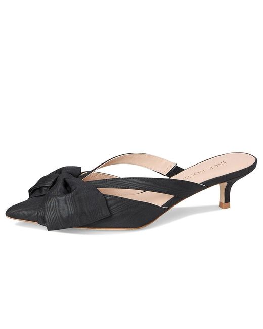 Jack Rogers Black Cynthia Bow Mule Sandals, Leather